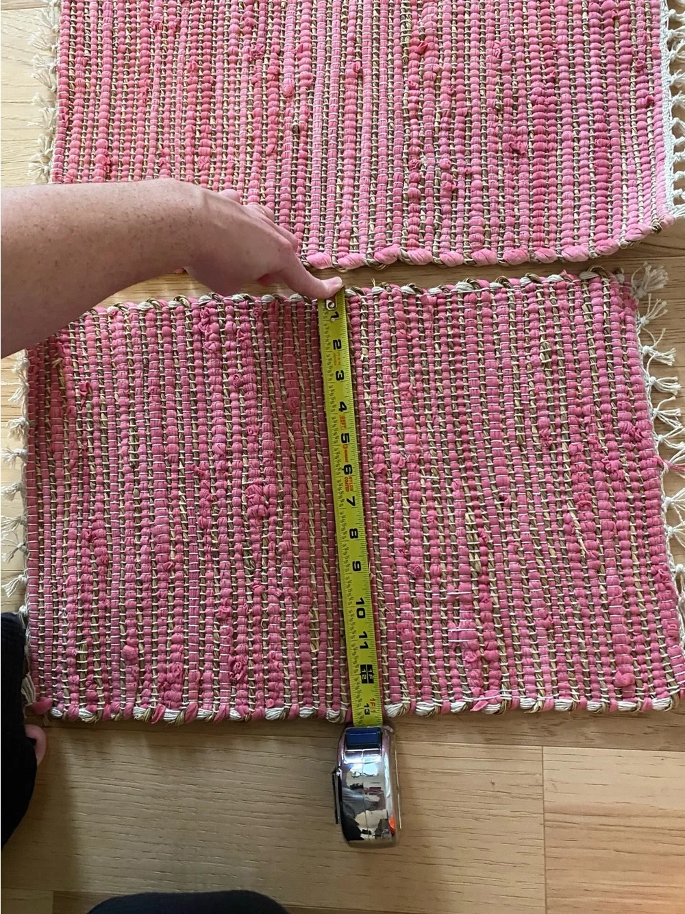 Rustic Pink & Jute Cord Rug Placemats Set of 6